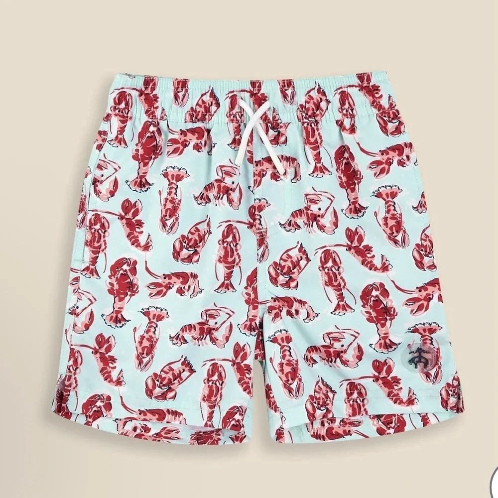 Brooks Brothers Boys Swim‎ Trunks Lined Size 14 Lobsters Preppy Red Blue Pockets